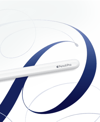 Apple Pencil Pro položený na ručne nakreslených návrhoch, ktoré sú ukážkou jeho širokých tvorivých možností