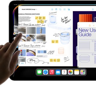 Zobrazenie multitaskingu v iPadOS na iPade Pro s niekoľkými súčasne spustenými aplikáciami
