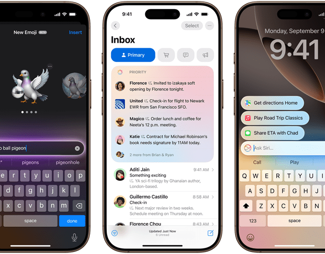 Funkcia Apple Intelligence vrátane Genmoji, Zhrnutie a zadávanie textu pre Siri na iPhone 16 Pro