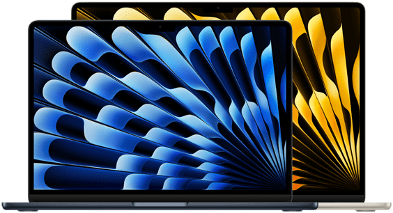 Pohľad spredu na 13-palcový a 15-palcový MacBook Air