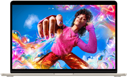 Obrazovka MacBooku Air s pestrofarebným obrázkom, na ktorom je vidieť farebný rozsah a rozlíšenie Liquid Retina displeja