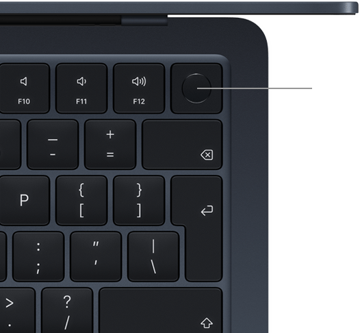 A Touch ID-val ellátott MacBook Air billentyűzet felülnézetben