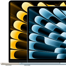 Dva MacBooky Air pro srovnání velikostí displejů s úhlopříčkou 13,6 palce a 15,3 palce