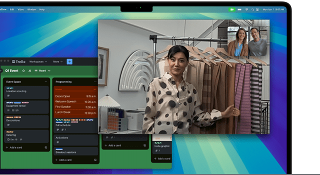 Videohovor s centrováním záběru, které udržuje pohybujícího se uživatele uprostřed obrazu