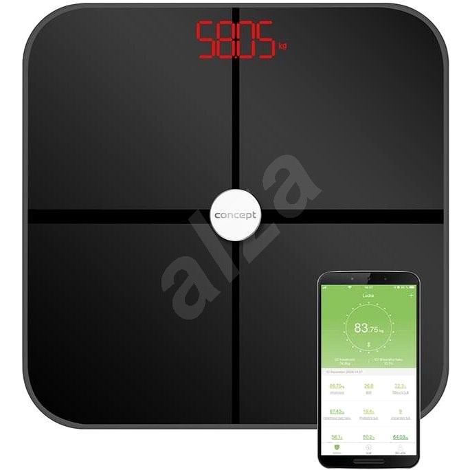CONCEPT VO4011 Osobní váha diagnostická 180 kg PERFECT HEALTH, černá - Osobní váha