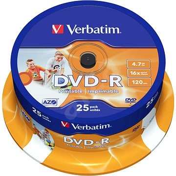 VERBATIM DVD-R AZO 4,7GB, 16x, printable, spindle 25 ks - Média