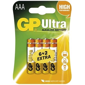 GP Ultra Alkaline LR03 (AAA) 6+2ks v blistru - Jednorázová baterie