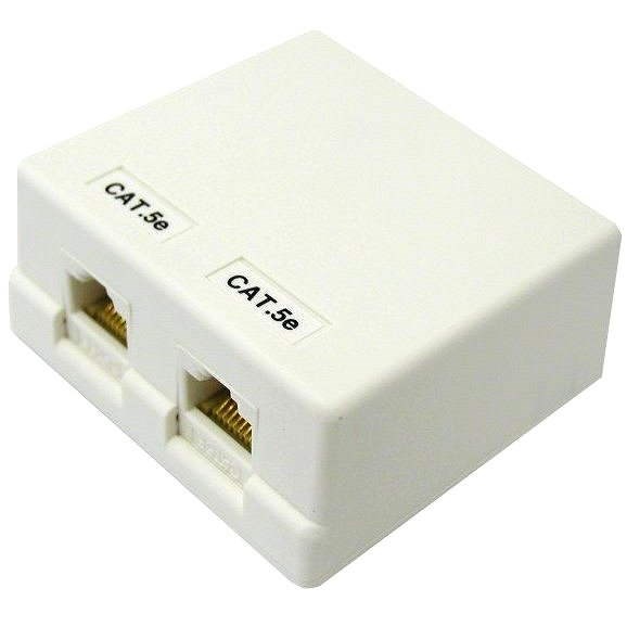 Datacom CAT5E UTP 2x RJ45 na omítku - Zásuvka