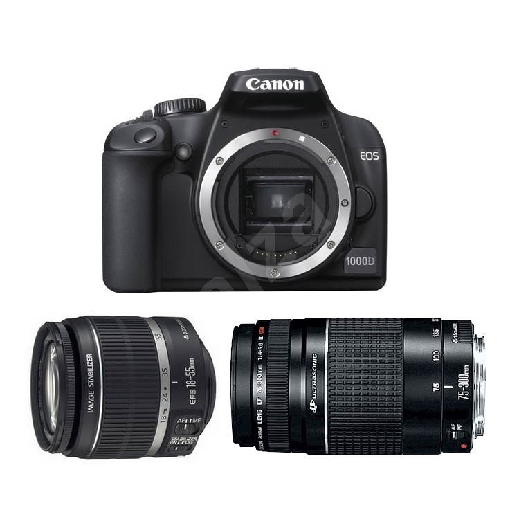 Canon EOS 1000D DOUBLE ZOOM KIT + objektivy 18-55 DC + 75-300 DC ...