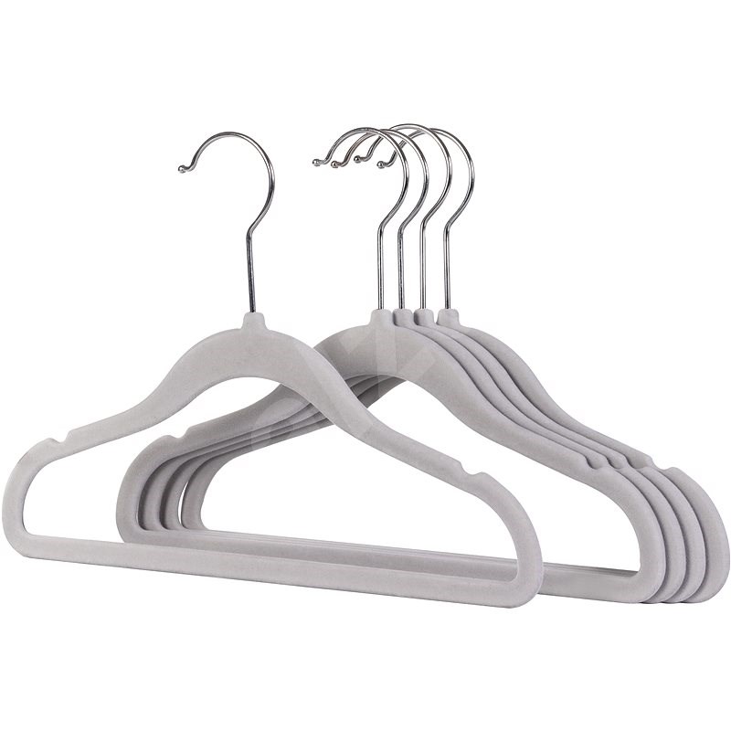 Siguro Sada dětských plastových ramínek Velvet Line, šedé, 5 ks - Ramínko
