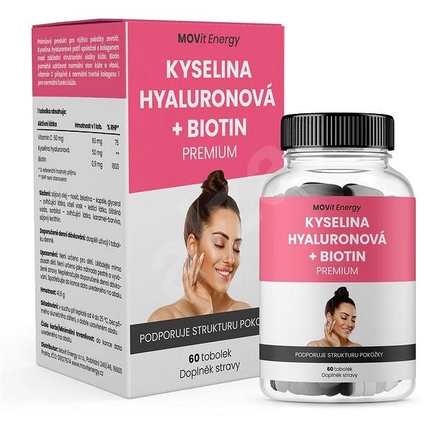 MOVit Kyselina hyaluronová + Biotin PREMIUM 60 tobolek - Doplněk stravy