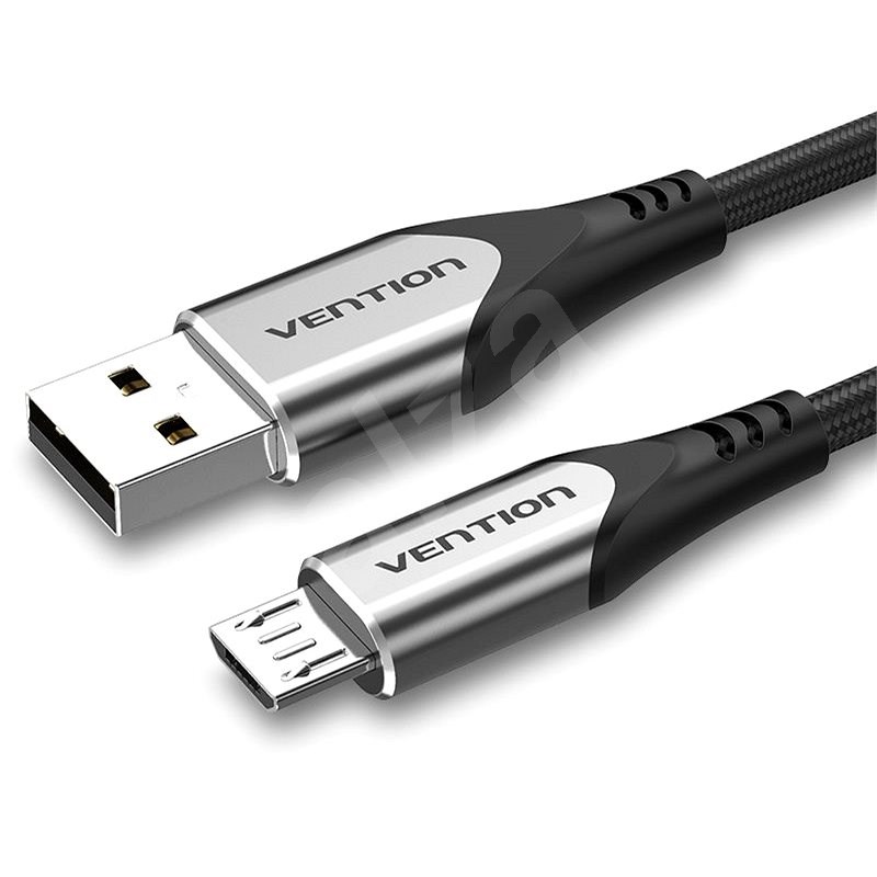 Vention Luxury USB 2.0 -> microUSB Cable 3A Gray 3m Aluminum Alloy Type - Datový kabel