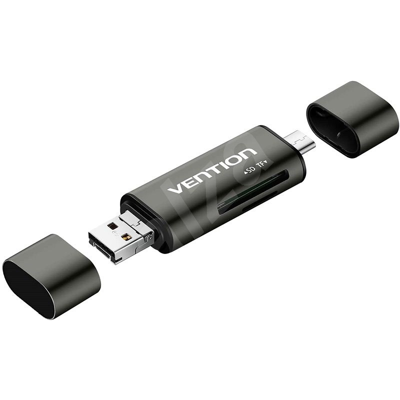 Vention USB 3.0 Multi-function Card Reader Gray Metal Type - Čtečka karet