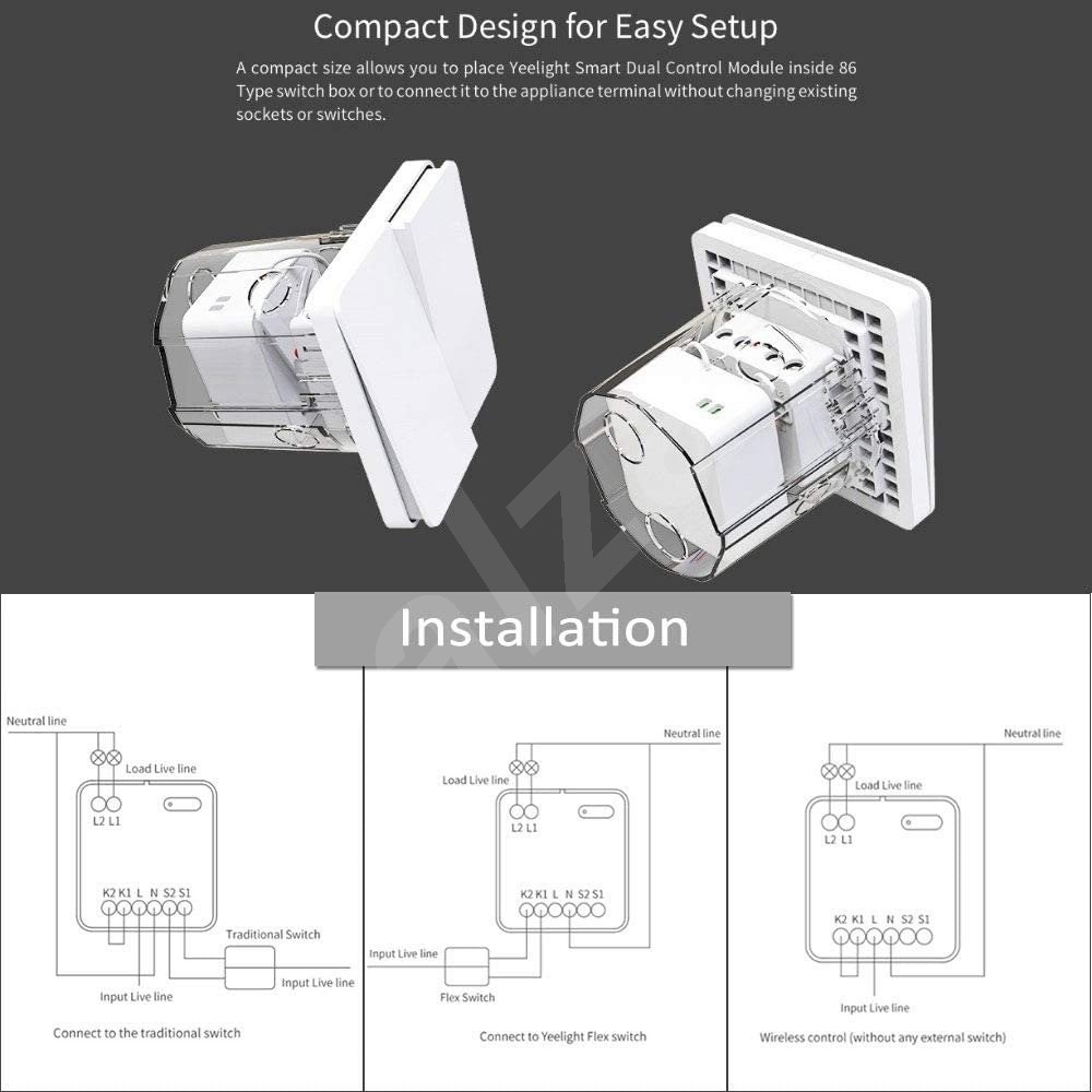 Yeelight smart dual control module схема подключения