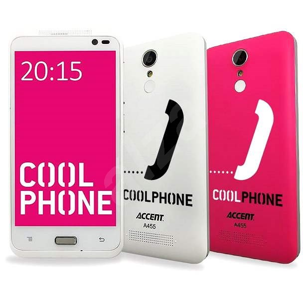 Accent COOL PHONE bílý Dual SIM + růžový kryt - Mobilní telefon