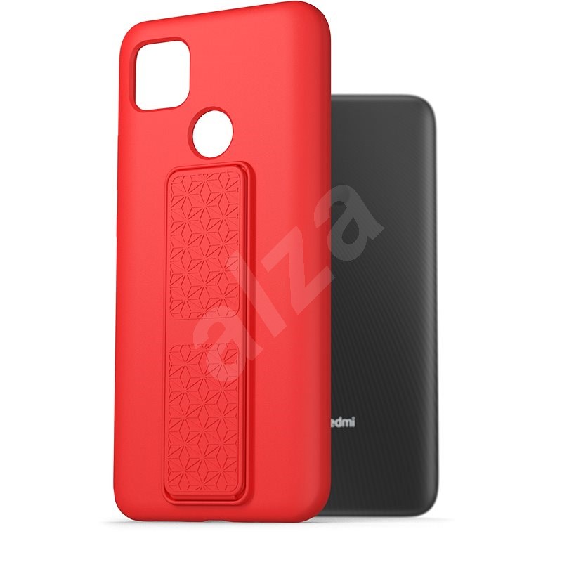 AlzaGuard Liquid Silicone Case with Stand pro Xiaomi Redmi 9C červené - Kryt na mobil