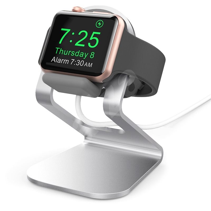 AhaStyle hlinikový stojan pro Apple Watch střibrný - Stojan na hodinky
