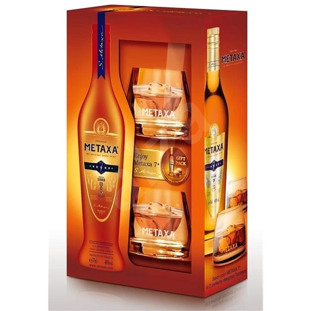 Metaxa 7* 0,7l 40% + 2x sklo GB - Brandy