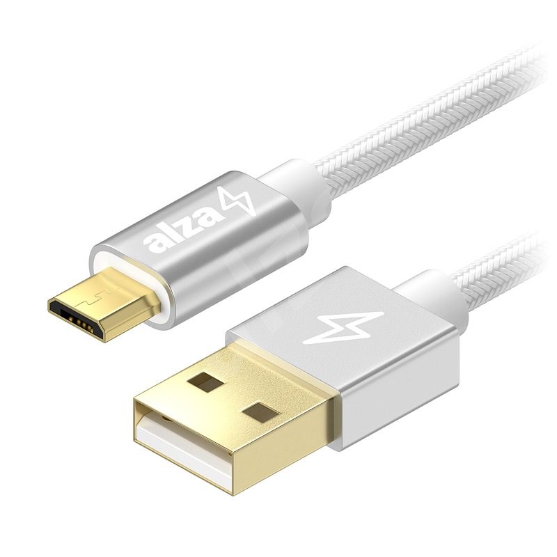 AlzaPower AluCore Micro USB 2m stříbrný - Datový kabel