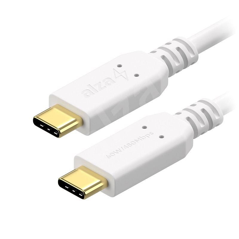 AlzaPower Core USB-C / USB-C 2.0, 3A, 60W, 2m bílý - Datový kabel