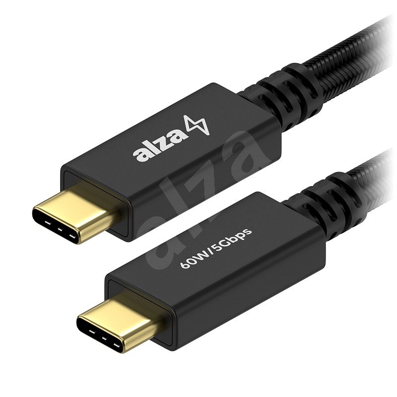 AlzaPower AluCore USB-C / USB-C 3.2 Gen 1, 3A, 60W, 2m černý - Datový kabel