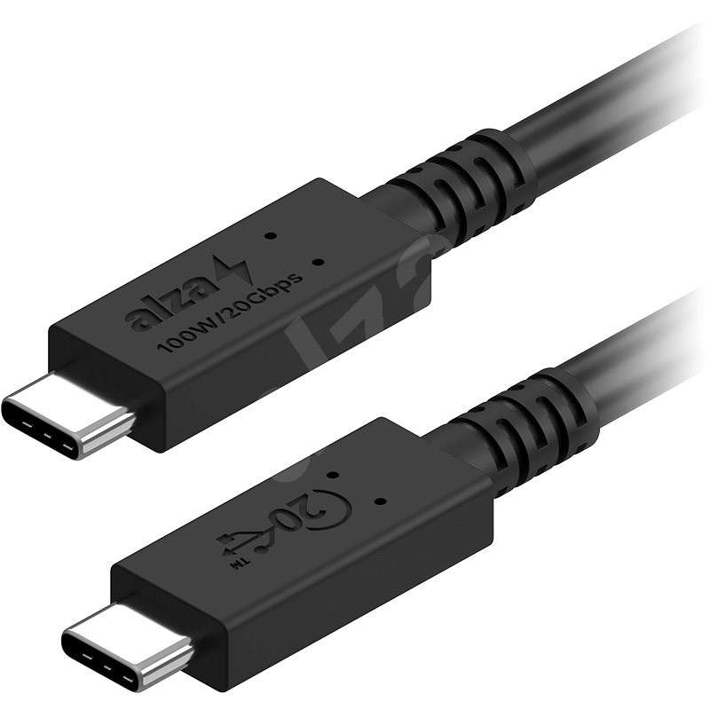 AlzaPower Core USB-C / USB-C USB4, 5A, 100W, 1m černý - Datový kabel