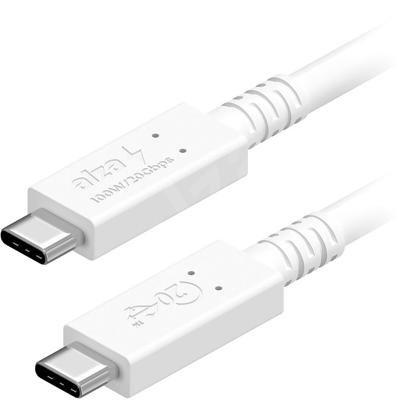 AlzaPower Core USB-C / USB-C USB4, 5A, 100W, 1m bílý - Datový kabel