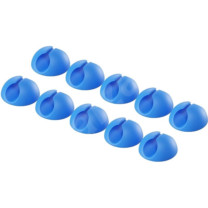 AlzaPower Small Cable Clips, 10pcs, Blue - Cable Organiser