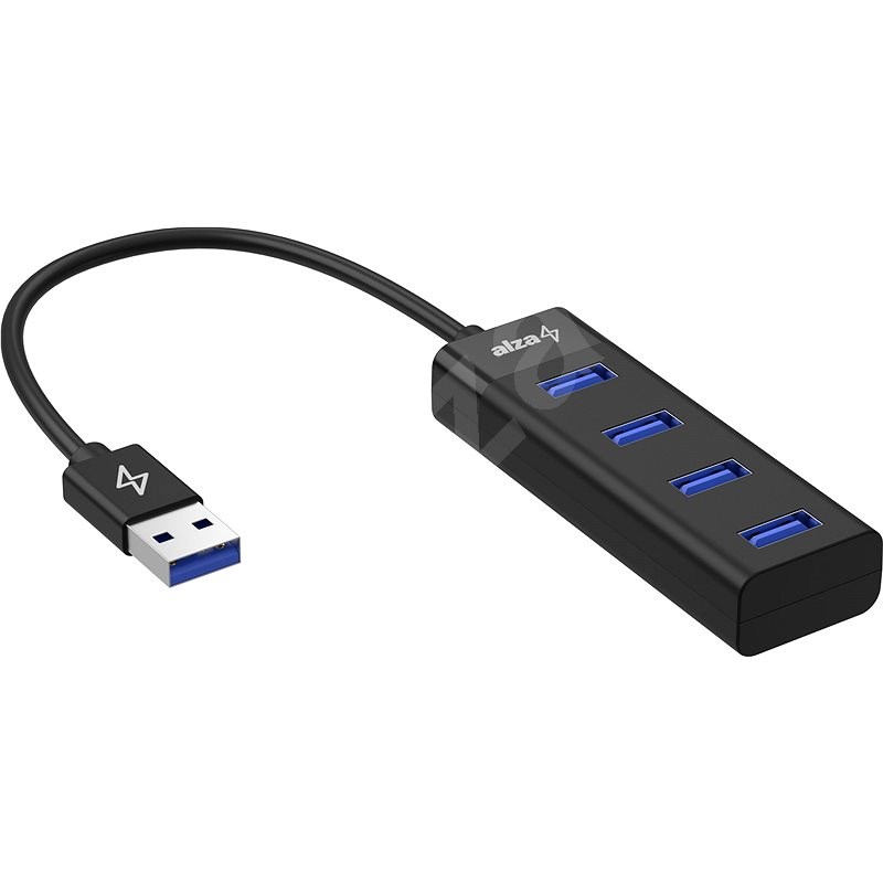 AlzaPower Core USB-A (M) na 4× USB-A (F) černá - USB Hub