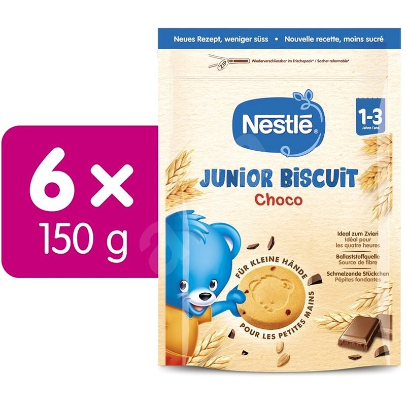 NESTLE Junior Biscuit Chocolate 6× 150 g - Sušenky pro děti