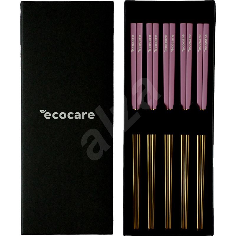 ECOCARE Kovové Sushi Hůlky Box Gold-Pink 10 ks - Jídelní hůlky