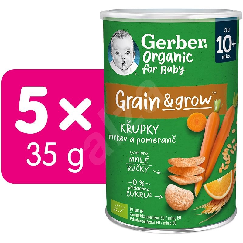 GERBER Organic křupky s mrkví a pomerančem  5× 35 g - Křupky pro děti