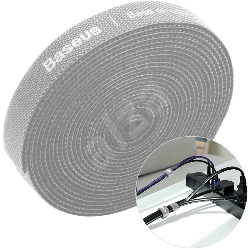 Baseus Rainbow Circle Velcro Straps 3m Gray - Organizér kabelů