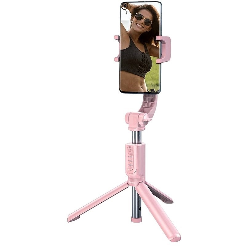Baseus Lovely Uniaxial Bluetooth Folding Stand Selfie Gimbal Stabilizer, Pink - Stabiliser