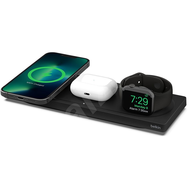 Belkin BOOST CHARGE PRO MagSafe 3v1 Bezdrátová nabíjecí podložka pro iPhone/Apple Watch/AirPods, čer - MagSafe bezdrátová nabíječka