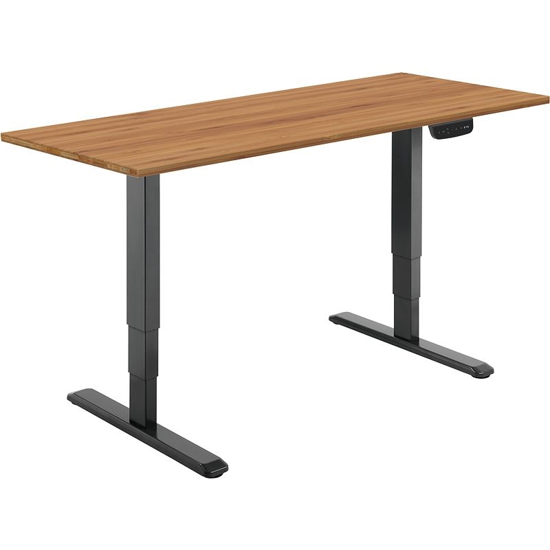 AlzaErgo Table ET1 NewGen černý + deska TTE-03 160x80cm bambusová - Výškově nastavitelný stůl