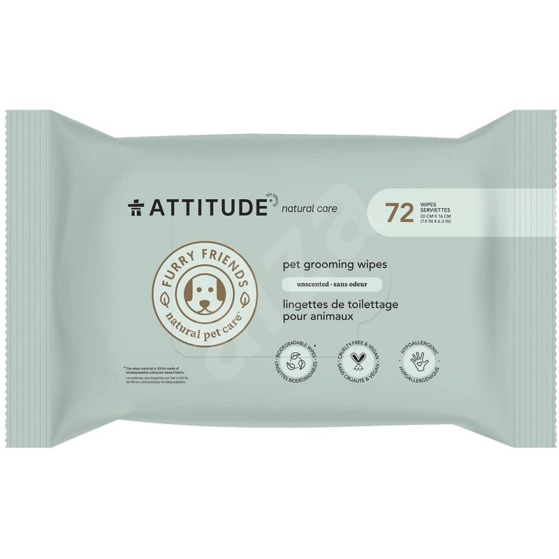 Attitude Furry Friends Natural Wet Cleaning Wipes 72 pcs - Sanitary Napkins for Dogs