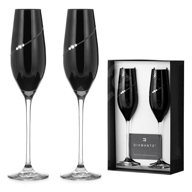 Diamante Silhouette City Black s kamínky Swarovski 210ml 2ks - Sklenice na šampaňské