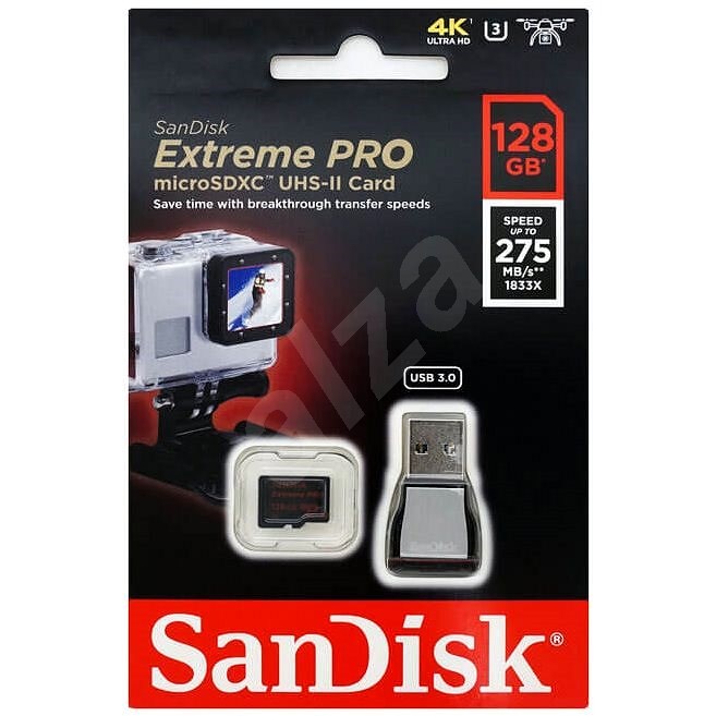 SanDisk MicroSDXC 128GB Extreme Pro + čtečka USB 3.0 - Paměťová karta