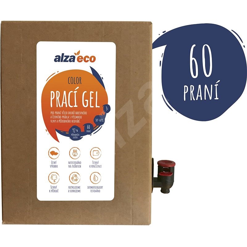 AlzaEco Washing Gel Color 3l (60 Washes) - Eco-Friendly Gel Laundry Detergent