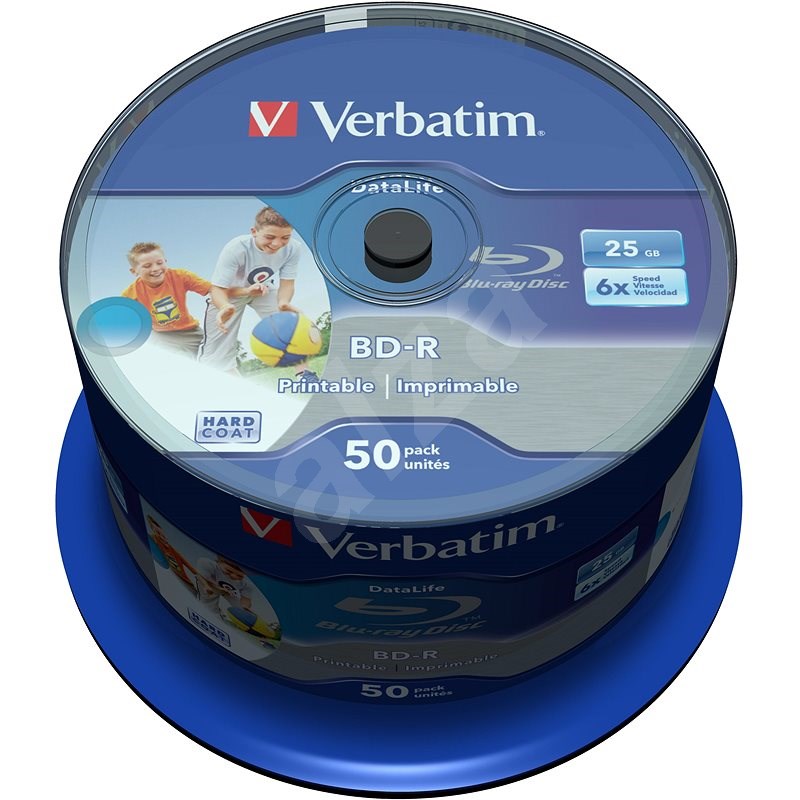 VERBATIM BDR SL DataLife 25GB, 6x, printable, spindle 50 ks Média