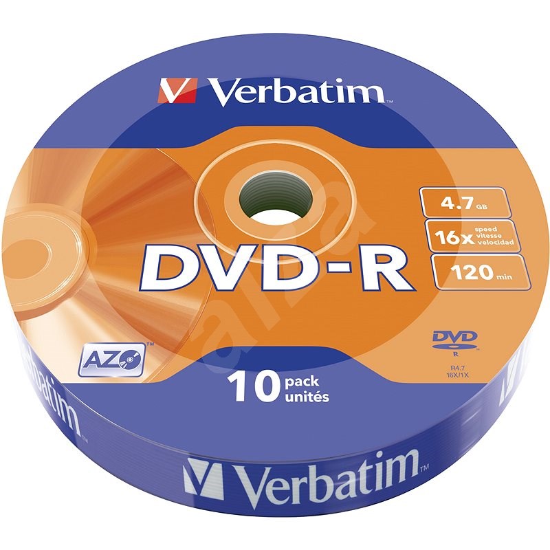 VERBATIM DVD-R AZO 4,7GB, 16x, wrap 10 ks - Média