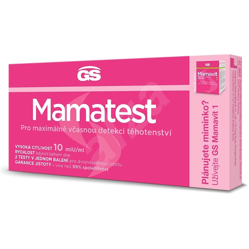 GS Mamatest 10 Pregnancy Test, 2pcs, CZ/SK - Medical Device