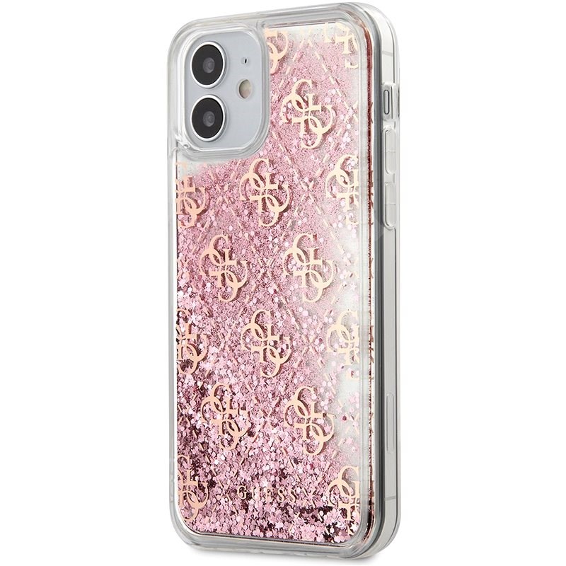 Guess 4G Liquid Glitter pro Apple iPhone 12 Mini Pink - Kryt na mobil