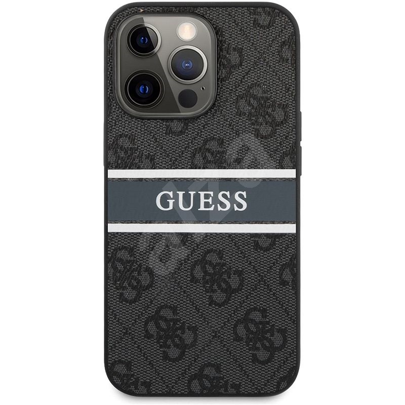 Guess PU 4G Printed Stripe Zadní Kryt pro Apple iPhone 13 Pro Max Grey - Kryt na mobil