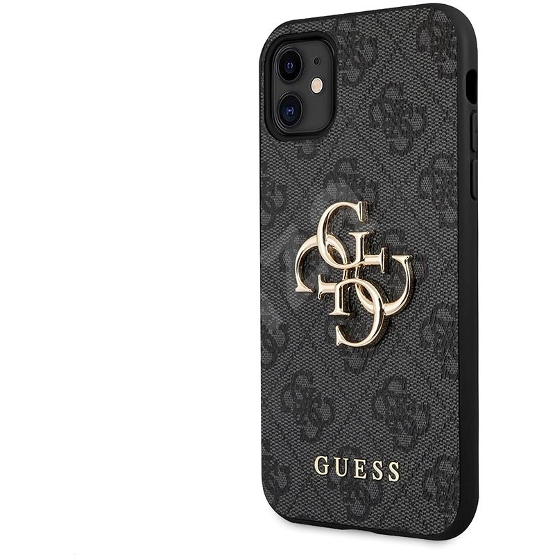 Guess PU 4G Metal Logo Zadní Kryt pro Apple iPhone 11 Grey - Kryt na mobil