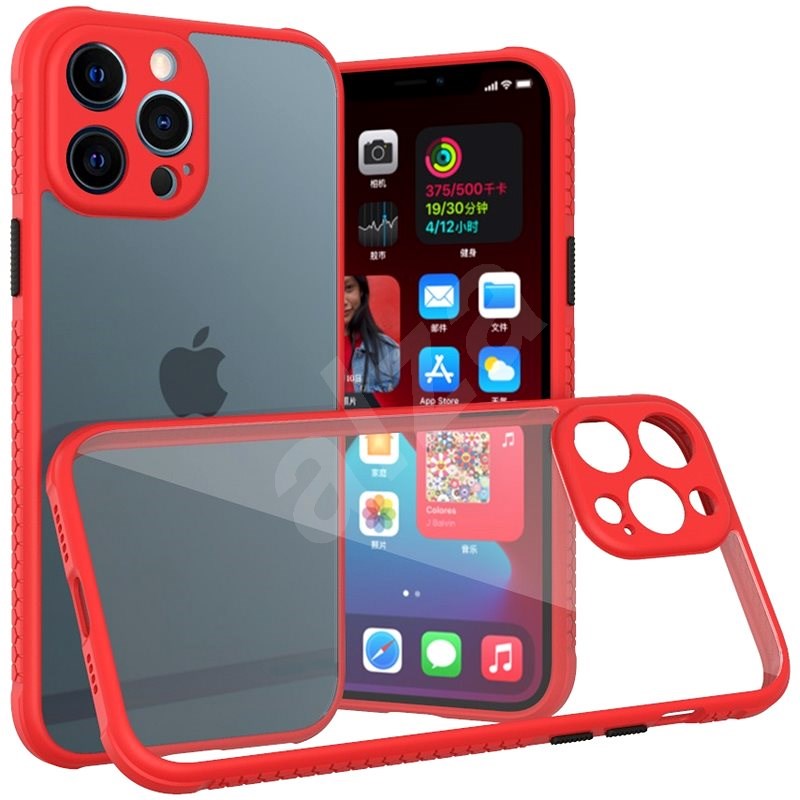 Hishell two colour clear case for iphone 13 pro max red - Kryt na mobil