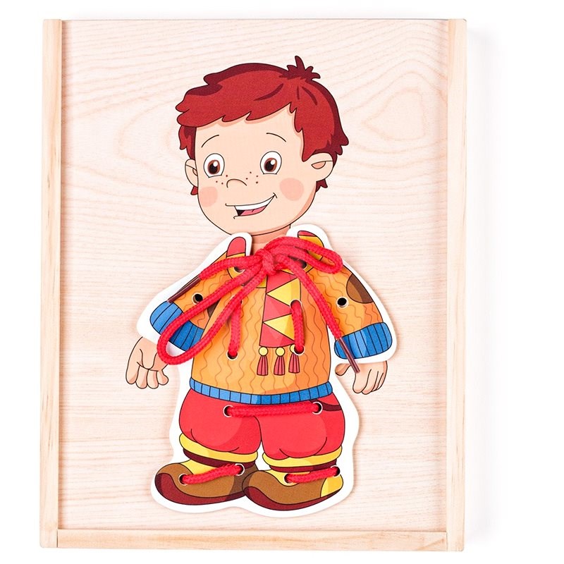 Woody Šněrovací šatní skříň - Chlapeček - Didaktická hračka