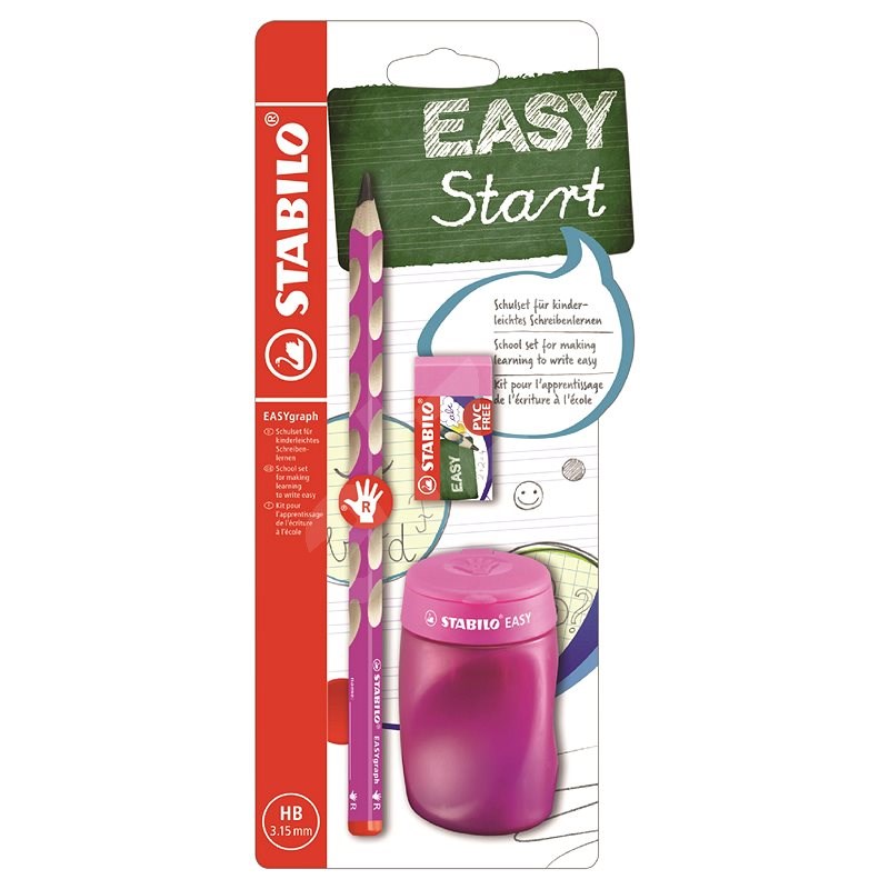 STABILO EASYgraph školní set růžový R s ořezávatkem a pryží - Grafitová tužka