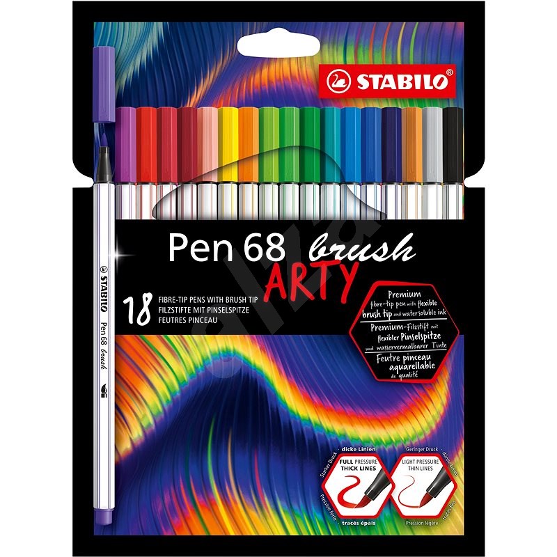 STABILO Pen 68 brush pouzdro "ARTY" 18 barev - Fixy
